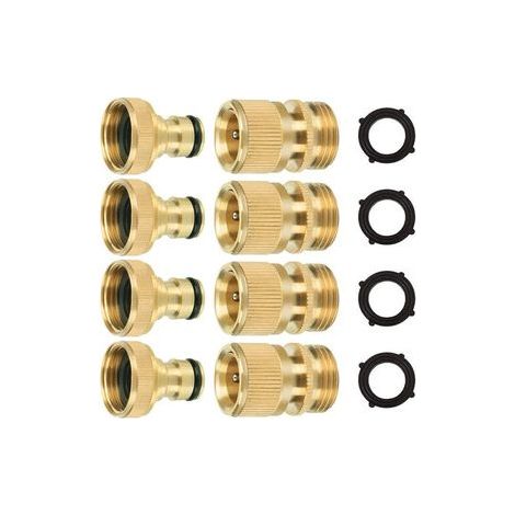 Raccords push‑fit laiton style US 3/4″ – Adaptateur universel mâle/femelle pour tuyau d’arrosage – Idéal pour raccorder plusieurs outils de jardin en série (1/5)
