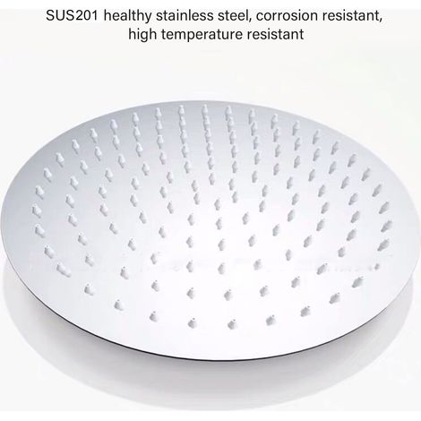 Pommeau de douche rond en acier inoxydable 201 de 20 cm (8 pouces) avec jet pressurisé (1/5)