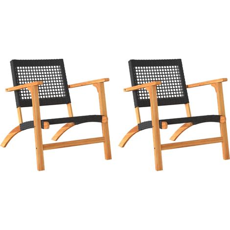 Maison Exclusive - Gartenstühle 2 Stk. Schwarz Poly Rattan und Ak