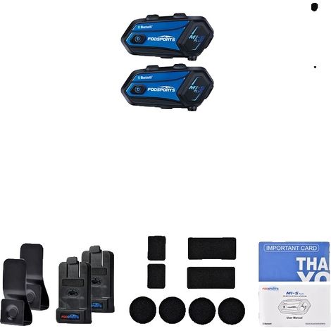 Casque avec oreillette, Bluetooth 5.0, intercom pour 8 motards, version bleue bleue (1/2)