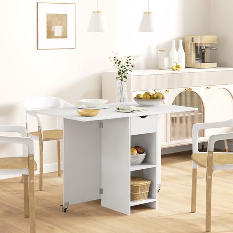 Tavolo da pranzo pieghevole ed estensibile per 2-4 persone, 114,5 x 70 x 75 cm, bianco DESVIAE (1/5)