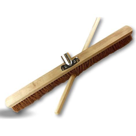 Street sweeper broom, coconut fiber, wooden sole, metal socket, 28mm handle, outdoor use (1/5)