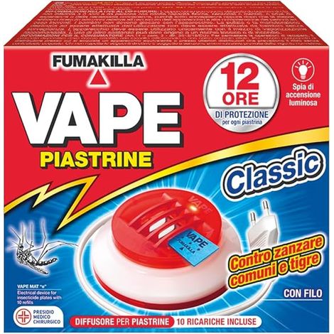 ANTIZANZARE ELETTRICO AD EMANAZIONE 'PIASTRINE' con 10 piastrine da 12 ore ciascuna - VAPE (1/2)