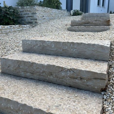 Bloc Marche pierre naturelle Cahors beige 100x35x15 cm (1/3)