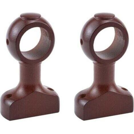 Confezione da 2 supporti per aste per tende in legno da 1,5" (marrone)