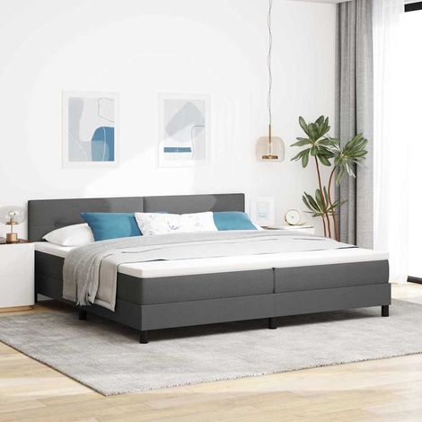 Letto a molle con testiera Grigio scuro 200 x 200 cm Tessuto vidaXL (1/5)