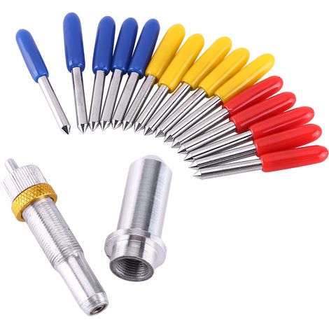 Lot de 15 lames de découpe en acier tungstène pour traceur, avec porte-lames (angles de 30, 45 et 60°). (1/5)