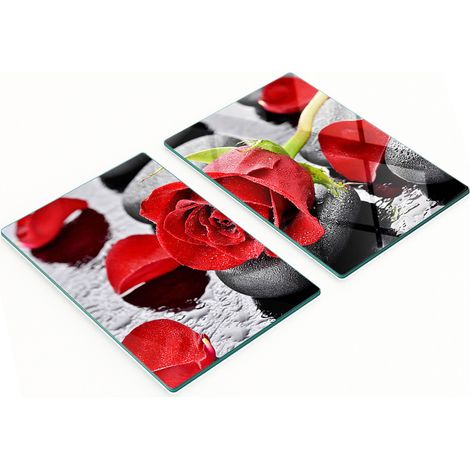 Tablas decorativas de cristal para cortar y servir, color rosa rojo, 2x40x52 cm.