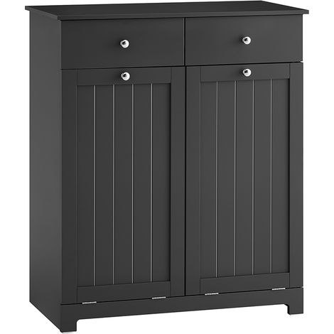 SoBuy Meuble de buanderie 2 tiroirs Noir 38x78x91,01cm Nordique BZR33-II-SCH