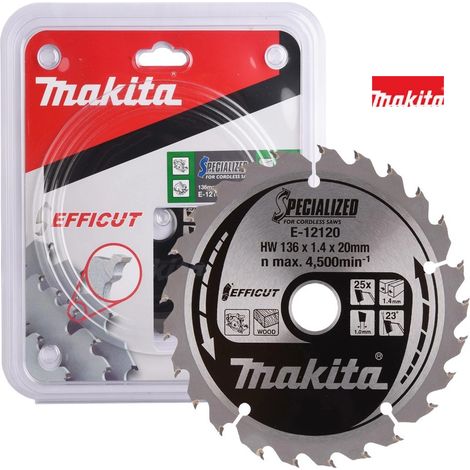 Makita Circular Saw Blade Plunge Saw 136mm 25T 136x20mm Wood Efficut E-12120
