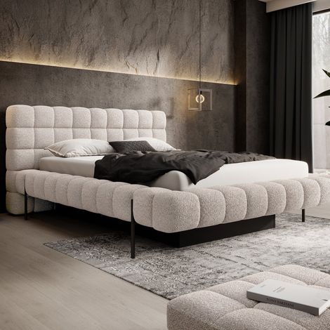 Cama con cajón 160x200 somier incluido Ezio Texturizado Beige (1/5)
