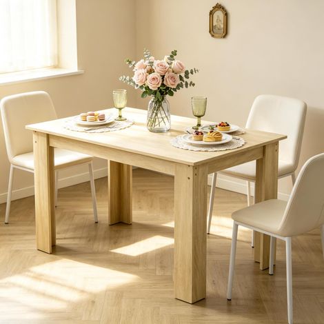 Mesa de comedor 120 x 69 x 75 cm en tablero de partículas acabado roble (1/5)