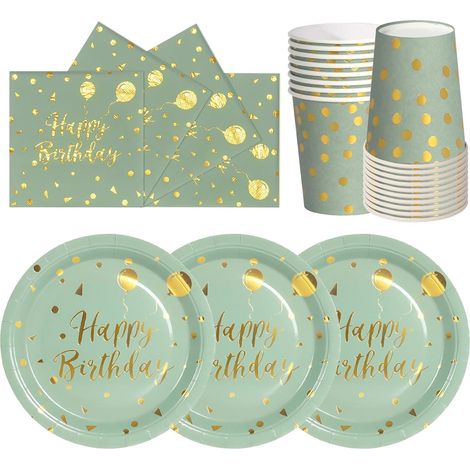 72 Pièces Vaisselle En Papier, Assiettes 18 Cm, Gobelets 266 Ml, Serviettes 16,5 Cm, Fête Enfants (1/5)