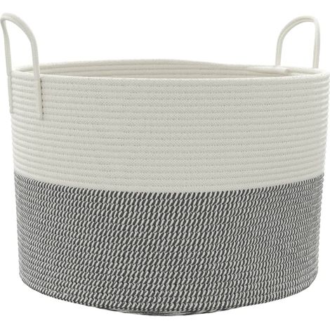 Panier de rangement gris et blanc Ø51x33 cm coton