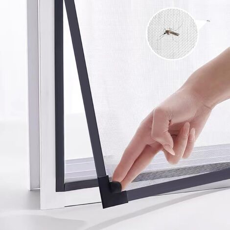 Porte moustiquaire magnétique réglable DIY, taille maximale 100 x 100 cm, s'adapte à tout filet en fibre de verre plus petit avec un cadre gris (1/4)
