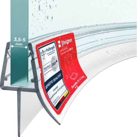 STEIGNER Duschdichtung UK13 vorgebogene Ersatzdichtung für Runddusche Wasserabweiser, L, 170 cm, (Einzeldichtung), für Glasstärken von 3,5 bis 5mm