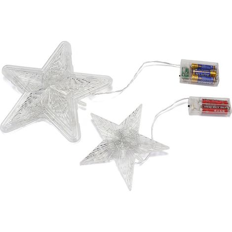 Guirlandes solaires décoratives pour jardin extérieur, guirlandes lumineuses en forme d'étoiles, étanches, LED blanc chaud, pour allée, pelouse et cour. (1/5)