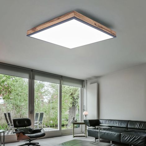 Lampada da soffitto lampada di design lampada da soffitto lampada da soggiorno lampada da cucina, effetto legno bianco opalino grafite, 1x LED 12 watt 750 lumen bianco caldo, AxLxP 6x30x30 cm