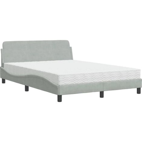 Maison Exclusive - Bett mit Matratze "Dover" Hellgrau 140x190 cm (1/5)