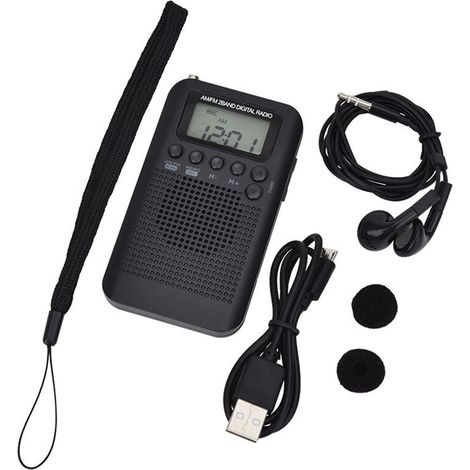 Geeignet für AM/FM-Radios mit LCD-Bildschirm, Taschenradios, Dualband-Digitalempfänger, tragbare Lautsprecher, schwarz.