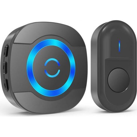 Timbre Inalámbrico negro 300M IP55 timbre electrónico impermeable con receptor enchufable para el hogar 55 melodías LED (1/5)