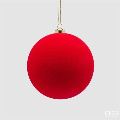 EDG Enzo De Gasperi Palline di Natale in Velluto Rosso Ø10 cm – Set 6 Pezzi (1/2)