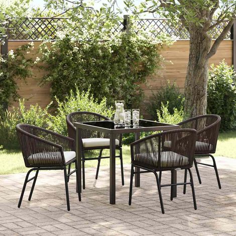 Garten Essgruppe 5 pcs Braun Pulverbeschichteter Stahl (1/5)