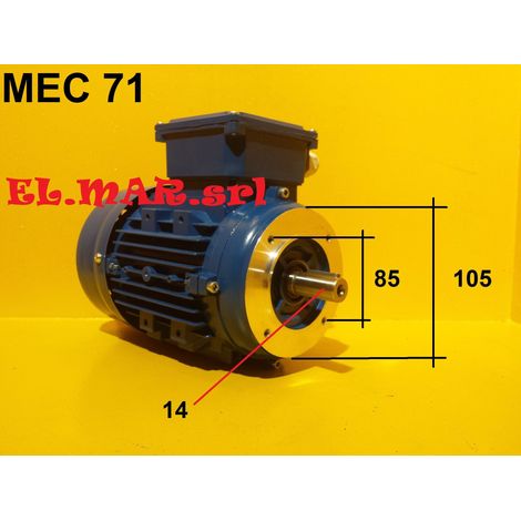 HP 0,75 KW 0,55 Mec 71 1400 Giri Motore Elettrico Trifase 400 V 4 Poli B14 Flangiato