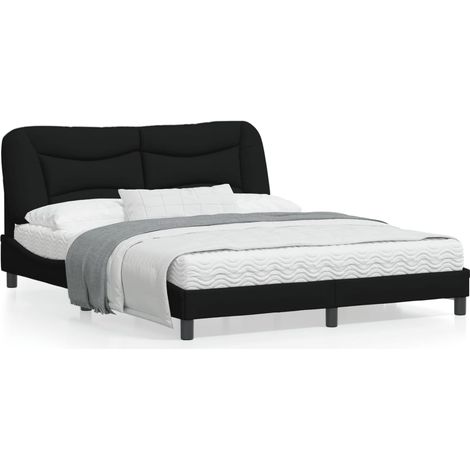 Cadre de lit avec tête de lit Noir 160x200 Tissu (1/5)