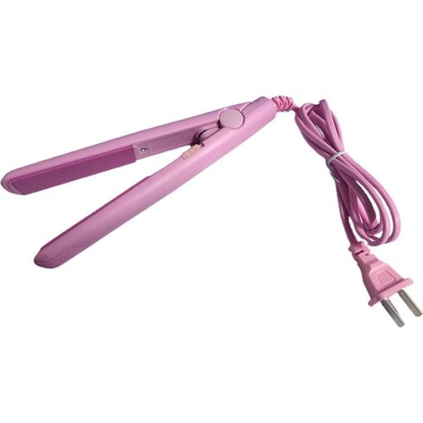 Mini fer à friser et à lisser 2 en 1 en céramique rose pour un coiffage rapide et longue durée (États-Unis) (1/4)