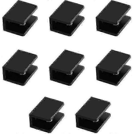 Supports d'étagère carrés en alliage d'aluminium pour verre, lot de 8, adaptés aux verres de 5 à 8 mm d'épaisseur, noirs (1/4)