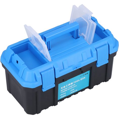 Boîte à outils en plastique PP, étui de rangement portable pour pièces de quincaillerie, double couche, valise d'électricien 381 Medium (1/5)