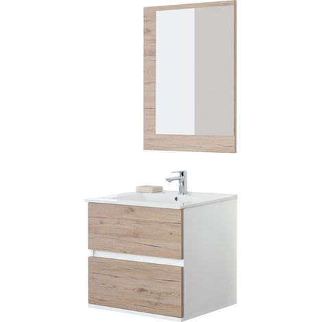 Mobile da bagno sospeso 60cm rovere con 2 cassetti Fabula Feridras (1/5)