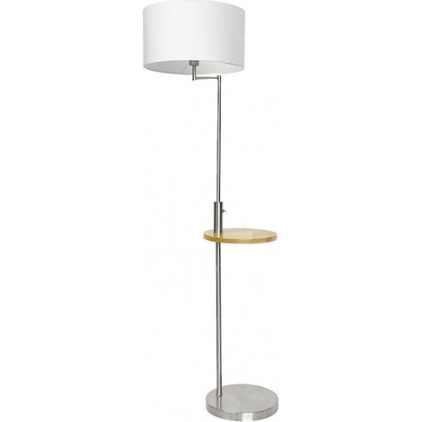 Sirio Soggiorno Stand C/tavolino E Connessione USB 1xe27 Cromo C/Pantalone Bianco (164x40x40)(24x40x40) Cm (1/4)
