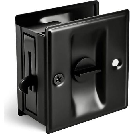Serrure de porte coulissante avec poignée - Remplacement rapide et facile des serrures de porte dissimulées anciennes ou endommagées, dimensions 2-3/4 pouces x 2-1/2 pouces, convient aux portes d'une (1/4)