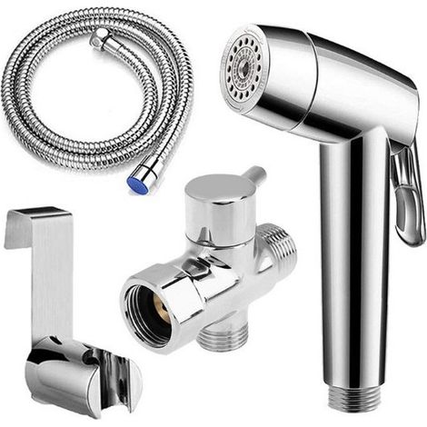 Cabezal rociador de bidé portátil de doble modo cromado – Rociador para pañales y limpieza de inodoros con conexión G1/2