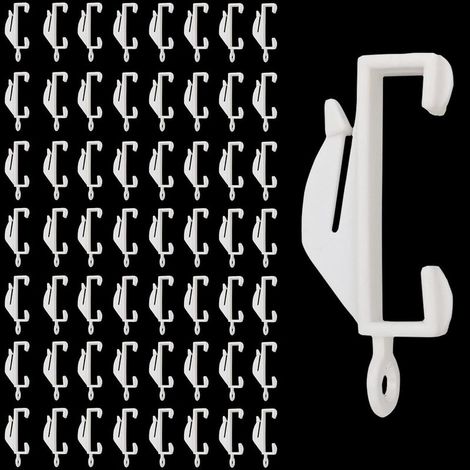 (White) Curtain Track Glides, Curtain Hooks, 50 Pcs Plastic Curtain Hooks, Curtain Track Glides for Hanging and Moving Shower Curtain, Window Curtain, Door Curtain Track Hooks (1/5)