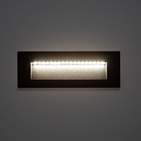 Segnapasso da Esterni LED 7W da Incasso Parete Rettangolare Nero Groult 4000K Bianco Naturale