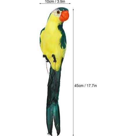 Einzigartige Gartendekoration mit künstlichem, gefiedertem Vogel, 45 cm lang, grün (1/5)