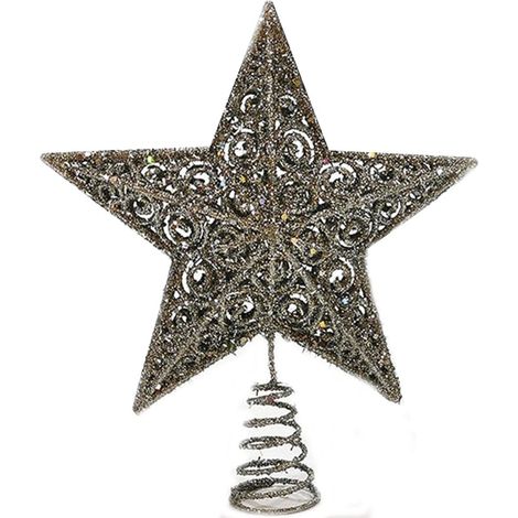 Puntale stella argento silver punta per albero di natale addobbi natalizi casa in decorazioni ornamenti negozio vetrine h27 cm (1/5)