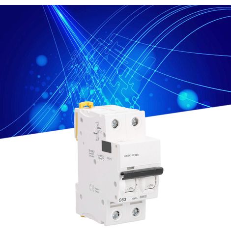 Disjoncteur miniature iC65N C63 2P AC 400V 63A, montage sur rail DIN, pouvoir de coupure basse tension 6000A, contacts argentés (1/5)