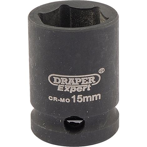 Draper Expert HI-TORQ® 15mm Metric Impact Socket for 3/8" Drive - Heavy-Duty Impact Socket in 3/8" Square Drive, Model 06875 (1/5)