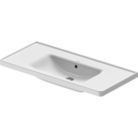 Meuble lavabo D-NEO avec dessus en bois avec trou pour robinet 1005x480mm blanc WG (1/3)