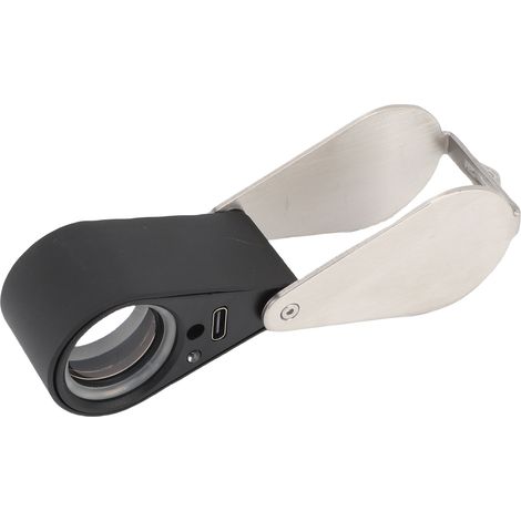 Loupe de bijoutier 10X argentée, portable rechargeable, 4 modes d'éclairage, verre K9, loupe pliante de poche, grossissement de précision (1/5)