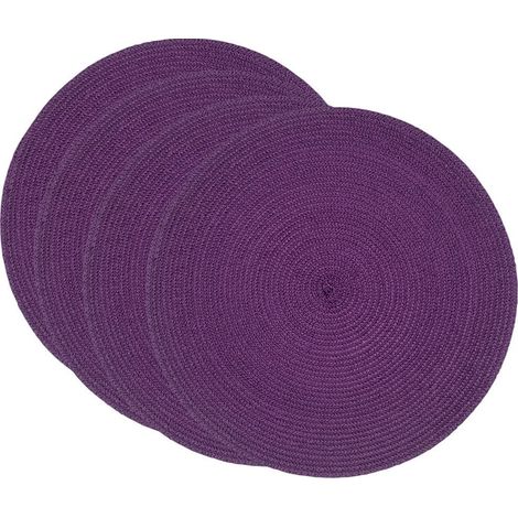 Lot de 4 sets de table ronds en plastique tissé Violet 35 cm'Parent'-'- (1/3)