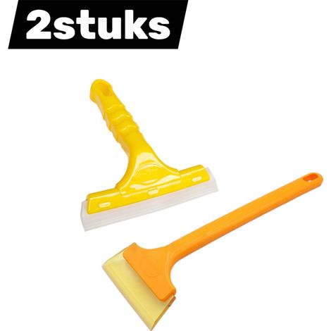 Set de 2 raclettes en plastique pour film de vitrage, grattoir pour pose de film automobile et film de protection, jaunes (1/5)