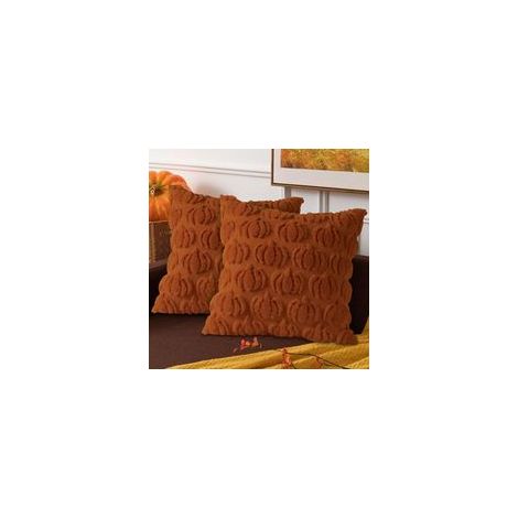 Lot de 2 housses de coussin décoratives d'automne 45 x 45 cm, housse de coussin citrouille 45 x 45 cm, taies d'oreiller, housse de coussin pour canapé style ferme, Thanksgiving, Halloween (roug (1/5)
