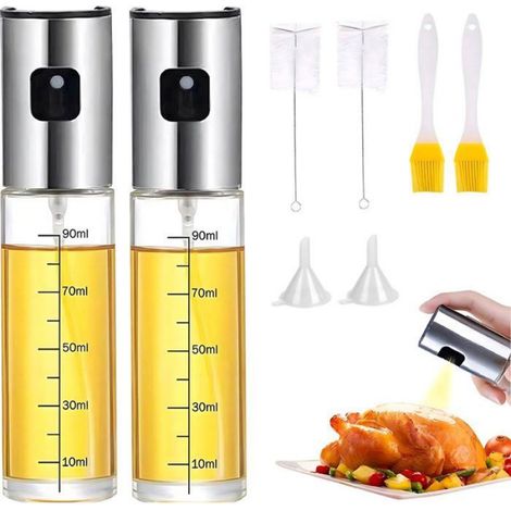 Vaporisateur d'huile d'olive deluxe 8 pièces, buse réglable avec entonnoir, cuisine saine (1/5)