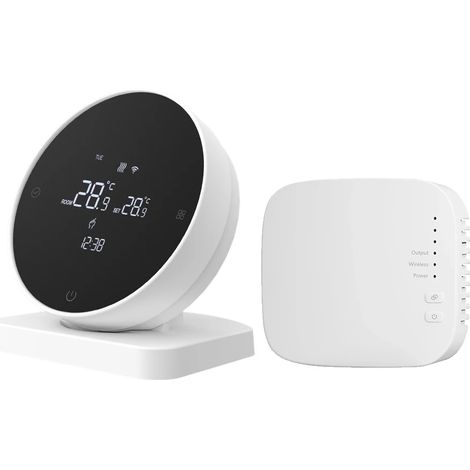 Thermostat intelligent WiFi, contrôleur de température avec récepteur sans fil RF, adapté aux chaudières à eau/gaz, compatible avec Tuya Smart et Alexa. (1/5)