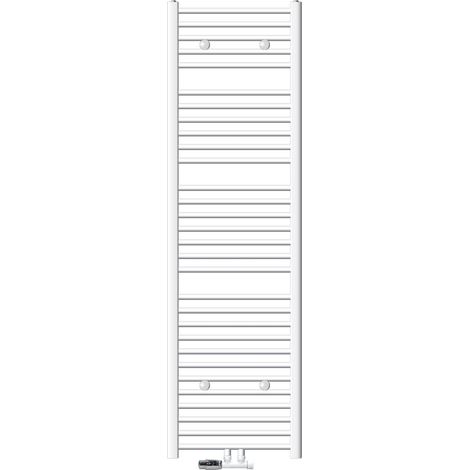 ECD Germany Radiador de baño conexión central 500 x 1800 mm blanco recto con termostato y juego de conexión conexión esquina pared blanco radiador calefacción calentador de toallas secador de toallas